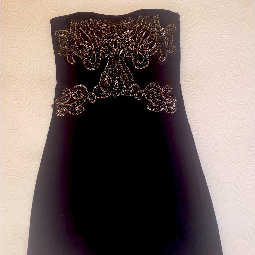 Free people strapless black mini with beading detail